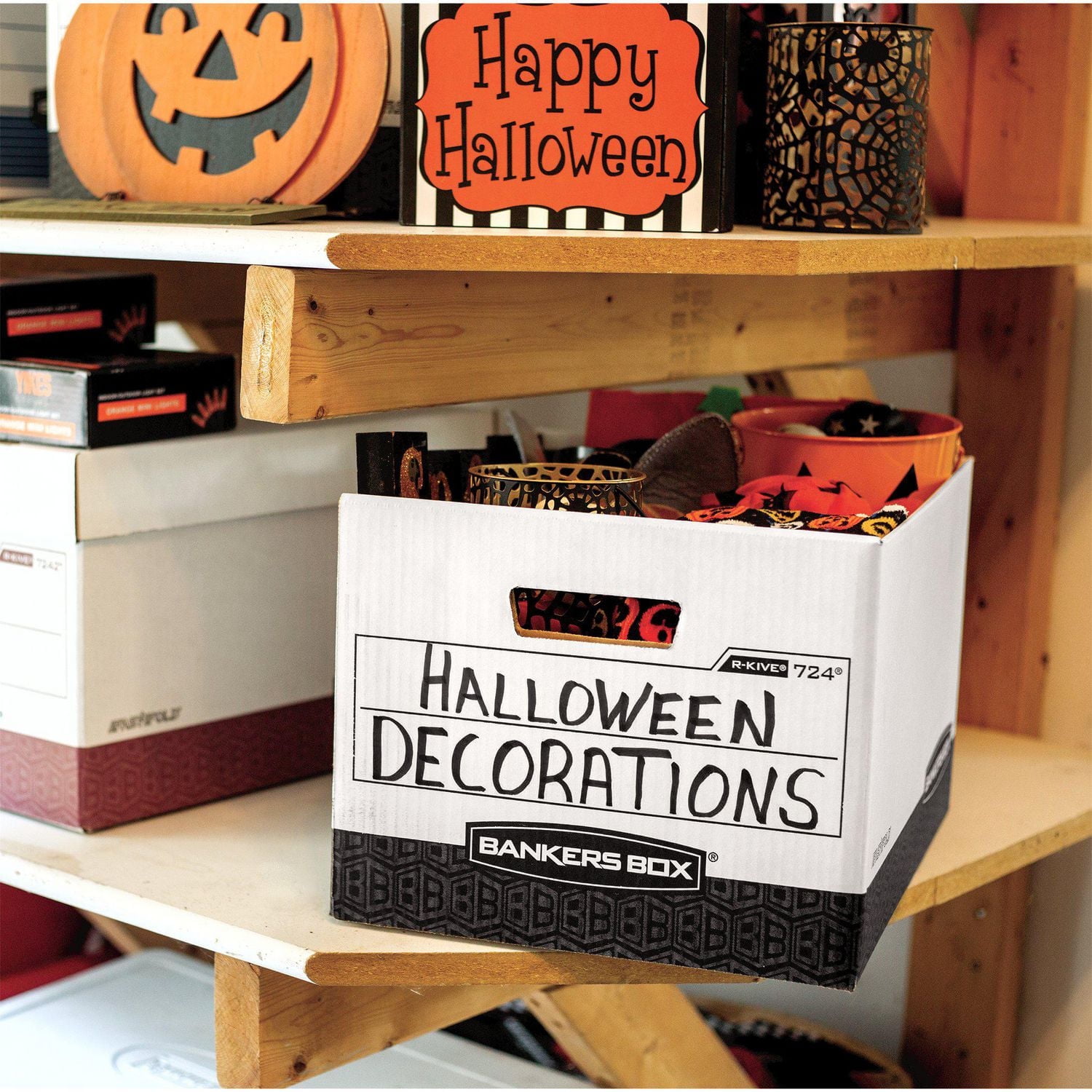 Boîte de rangement Bankers Box® R-Kive® - Lettre/légal, blanc/noir, paq. de 2