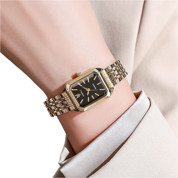Resicozy Bracelet Square Watches for Women 2026 Casual Stainless Strap Quartz Elegant Wrist Watches Rose Gold with Black Face