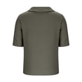 thumbnail image 5 of FUYUDY Women'S Linen Blouse Short Sleeve Loose Fit Solid Color Double Open Front Lapel Shirt Comfortable Breathable Female Top For Summer Beach And Daily Wear,Grey,L, 5 of 5