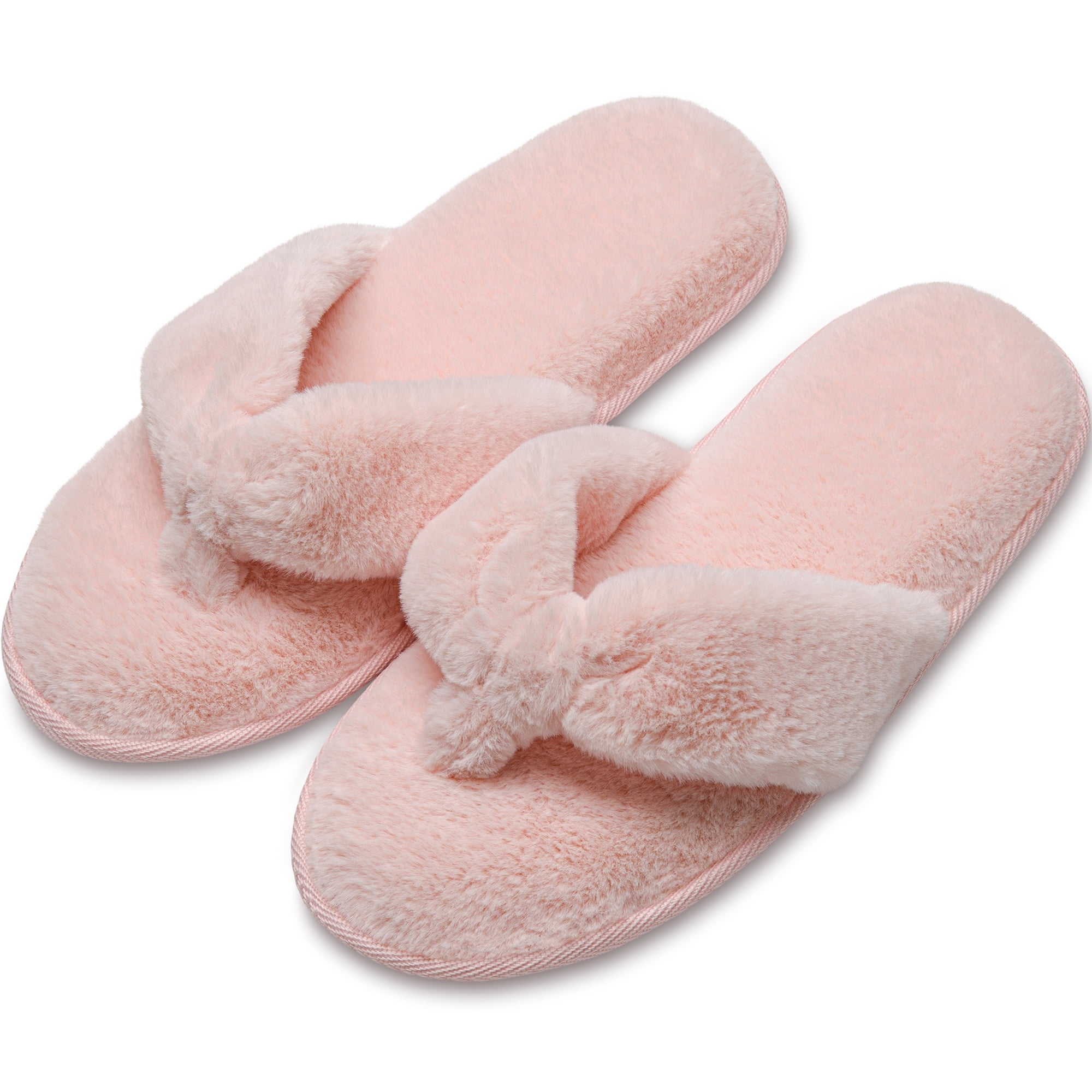 Bergman Kelly Women's Fuzzy Faux Fur Slide Slippers, Starlet Collection - Scuff Style (US Company), Size: 9-10, Pink