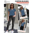 thumbnail image 2 of Blusa AURUZA para mujer con cuello en V y volantes, manga corta, azul marino, 2 of 7
