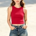 thumbnail image 5 of Fengqque Girls Tank Tops Athletic Sleeveless Crew Neck Ribbed Casual Solid Color Workout Crop Tops 9-14 Years Red 9-10 Years, 5 of 7