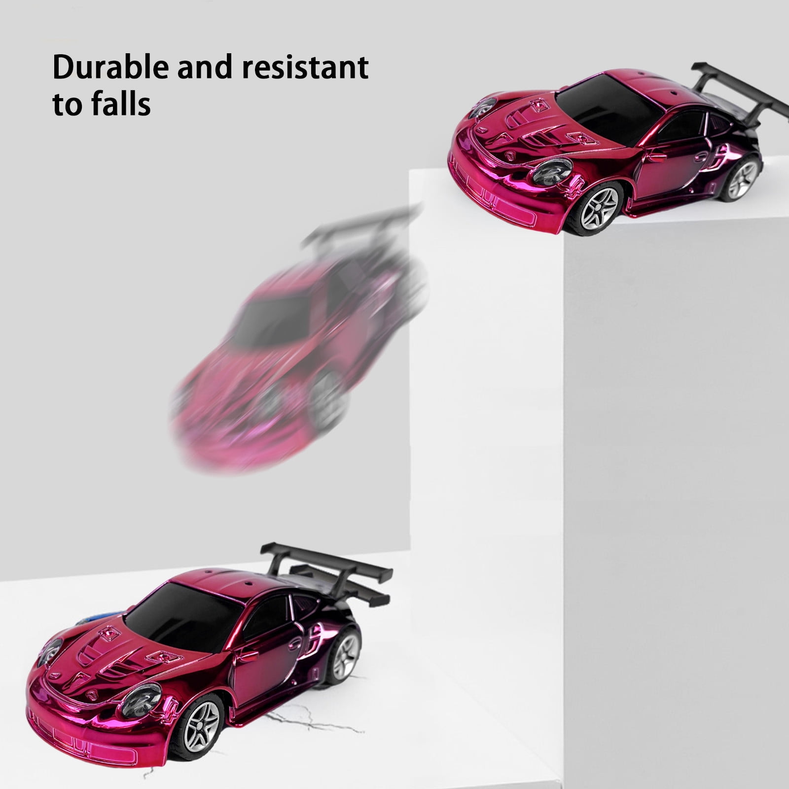 Toy Car RC Tesla Roadster in 1:64 Scale, Remote-Control Vehicle with Controller & USB Cable, Works On & Off Track