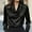 Black, variant on Women's Satin Cowl Neck Shirt Dressy Blouse Elegant Business Shirt Long Sleeve Work Shirt Conference Wear Wine