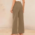 thumbnail image 4 of YIFUNIN Women's Solid Color Corduroy Straight Leg Pants, Loose Fit Casual Trousers for Fall Winter, Comfortable Ribbed Fabric Fashion,Khaki M, 4 of 6