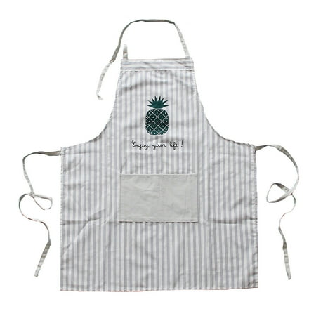 

Dasbsug Japanese Pineapple Cotton Cloth Apron with Pocket Adjustable Washable