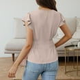 thumbnail image 4 of Kaemgyyd Womens Summer Tops Dressy Casual Ruffle Short Sleeve Blouses Trendy Business Office Crew Neck Smocked Shirts, 4 of 4