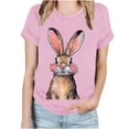 thumbnail image 1 of Penkiiy Chemise Imprimée à Manches Courtes Col Rond pour Femmes de Pâques L Rose, 1 of 4