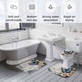 thumbnail image 6 of Spring Idyllic Bathroom Rugs Set White Daisy Blue Butterfly Wood Grain Non Slip Absorbent Soft Bath Mats 3 Piece Set with Bathroom Rug, U-Shaped Floor Mat, Toilet Seat Cover Large Size, 6 of 9
