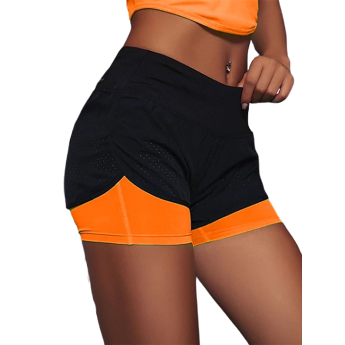 color block high waisted shorts