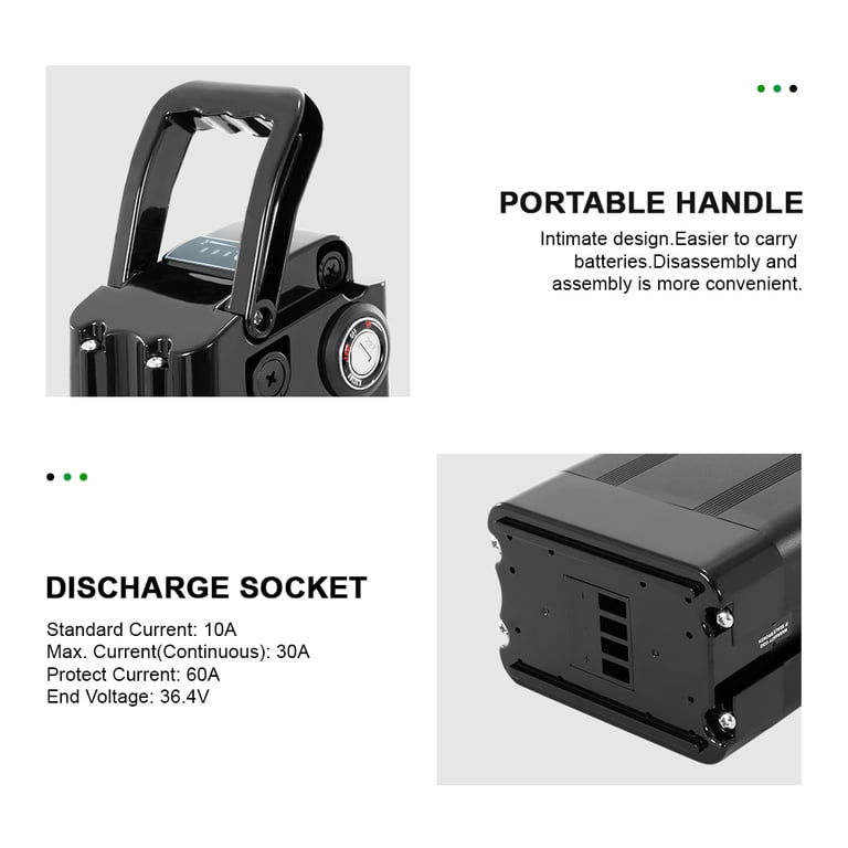 YOSE POWER 48V 15AH Electric Bike Battery With Charger – Compatible With Cyrusher XF650 & Other Ebikes, 5-Pin Gilded Connector & XT60