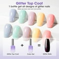 thumbnail image 5 of Gellen Glitter Gel Top Coat, 18ML No Wipe Glitter Gel Top Coat, Clear UV Top Coat Gel Nail Polish, Soak Off Nail Lamp Gel Base Top Coat Nail Art Home Manicure, 5 of 8