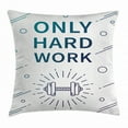thumbnail image 1 of Fitness Throw Pillow Cushion Cover, Only Hard Work Positive Sports Affirmation Phrase and Dumbbell Inspirational, Decorative Square Accent Pillow Case, 20 X 20 Inches, Blue Purple White, by Ambesonne, 1 of 2