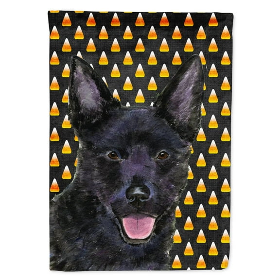 Carolines Treasures SS4291-FLAG-PARENT Australian Kelpie Candy Corn Halloween Portrait Flag  multicolor