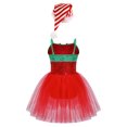 thumbnail image 4 of Disfraz de elfo de Navidad para niñas, traje de Cosplay de Papá Noel con lazo y lentejuelas, vestido de leotardo con tutú de ballet y sombrero, disfraz de fiesta y Festival, 4 of 5
