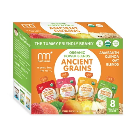NurturMe Ancient Grain Stage 2 Power Blend Organic Baby Food Variety Pack 3.5 Ounce Pouch – 8 Pack