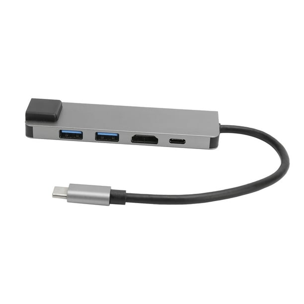 Adaptador Hub, estación de acoplamiento Plug and Play 5 en 1 portátil para Huawei/para IOS/para Samsung/para Xiaomi,Estación de acoplamiento Estación de acoplamiento de aleación de aluminio Estación d Higoodz Accesorios electrónicos