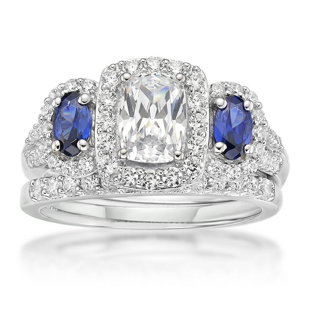 Brilliance Fine Jewelry Brilliance Fine Jewelry Sterling Silver Simulated Diamond with Created