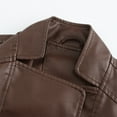thumbnail image 4 of gbyLJF Women's Belted Leather Jackets Long Sleeve Lapel Street Biker Coat Lightweight Casual Motorcycle Jacket Brown XL, 4 of 5
