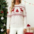thumbnail image 4 of larppty Women Ugly Christmas Tree Reindeer Holiday Knit Sweater Pullover (White, S), 4 of 6