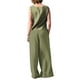 thumbnail image 5 of Sunloudy - Conjunto de pantalones casuales para mujer, color sólido, cuello redondo, sin mangas, cierre de botones, pantalones de pierna ancha Sunloudy  S M L XL XXL, 5 of 7