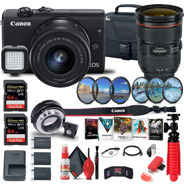 Canon EOS M200 Mirrorless Digital Camera with 15-45mm Lens (3699C009) + More