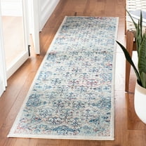 SAFAVIEH Brentwood Mide Floral Geometric Runner Rug, 2' x 8', Ivory/Blue