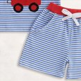 thumbnail image 5 of NOLDARES Patriotic Toddler Boy Outfit Short Sleeve T-Shirt + Elastic Waist Shorts with Pockets 2-Piece Summer Set Independence Day American Flag Print(Blue,2-3 Y), 5 of 6