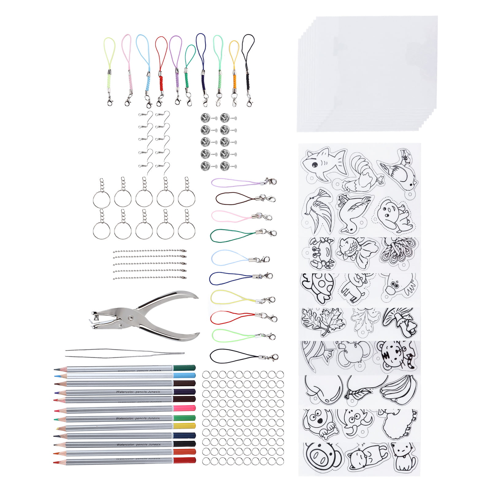 60 Pcs Heat Shrink Plastic Sheet Kit,heat Shrinky Sheets Creative  Pack,including 10Pcs Blank Shrink Film Paper And 5 Pcs Shrinky Art Paper  With Pattern,hole Punch,keychains,pencils For Kids – Casazo