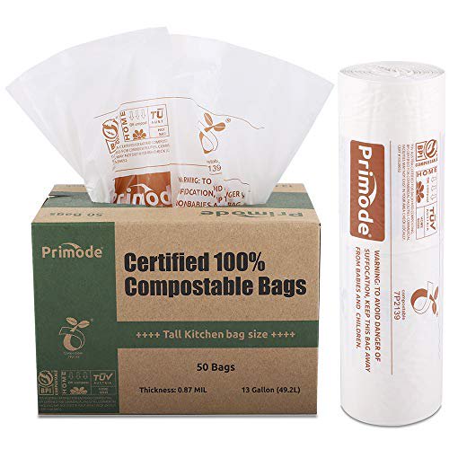 Primode 100 Compostable Bags, 13 Gallon Food Scraps Yard Waste Bags
