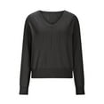 thumbnail image 2 of Blmnix Oversized Sweaters for Women Black V-Neck Wool Plus Size Sweaters for Women Long Sleeve Clothes, 2 of 5