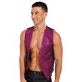 thumbnail image 3 of YONGHS Mens Sequins Vest Jacket Formal Business Wedding Slim Fit Tuxedo Waistcoat Hot Pink XXL, 3 of 7
