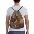 thumbnail image 2 of Easygdp Oil Painting Chicken And Duck Drawstring Backpack, Beach Sackpack, Travel Sackpack Lightweight for Sports, Gym, Travel, Swimming - Medium, 2 of 9
