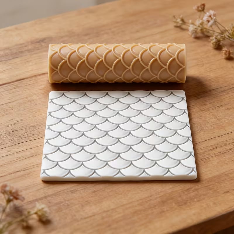 Fish Scale Texture Embossed Polymer Clay Roller  A must-have tool for ceramic sculpting