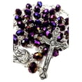 thumbnail image 3 of Nazareth Store Deep Purple Beads Rosary Catholic Necklace Holy Soil & Crucifix Cross Jerusalem Velvet Bag, 3 of 8