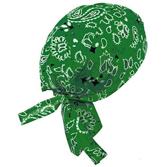 Paisley Doo Rag Du Rag Do Cotton Bandana Headwrap PICK COLOR Chemo Cap (Kelly Green Paisley II)