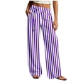 thumbnail image 4 of Costeam Womens Striped Wide Leg Pants Drawstring High Elastic Waist with Side Pockets Loose Fit Straight Leg Lightweight Soft Breathable Casual Long Trousers Comfy Relaxed Fit Bottoms, 4 of 6
