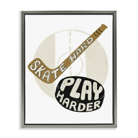 Stupell Industries Skate Hard Play Harder Gray Framed Floater Canvas Wall Art, design by Connie Summers