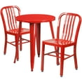 thumbnail image 2 of Commercial Grade 24" Round Red Metal Indoor-Outdoor Table Set with 2 Vertical Slat Back Chairs, 2 of 5