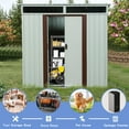 thumbnail image 3 of 6X5FT Outdoor Metal Storage Shed with Transparent Plate,Waterproof Garden Storage Shed with Lockable Door,Sloped Roof Design Tool Shed,for Lawn,Patio,Backyard,Multiple Use,White, 3 of 7