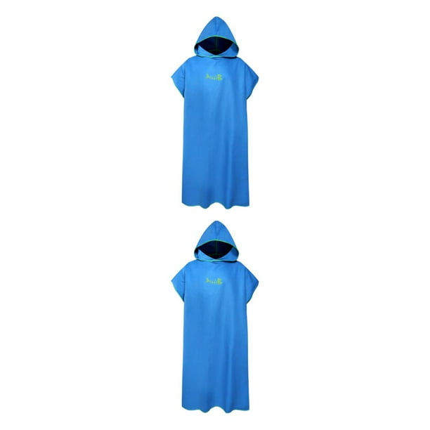 Qarigey Albornoz Microfibra de secado rápido Hombres Mujeres Con capucha Seaside Pool Robe Azul 2Conjunto
