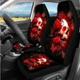 thumbnail image 2 of Binienty 14 Pack Automotive Seat Covers Front and Rear Full Set Gothic Skull and Red Rose Car Seat Covers Highback Bucket Seats Vehicle Bench Protectors with Armrest Cover Keychain Headrest Cover, 2 of 8