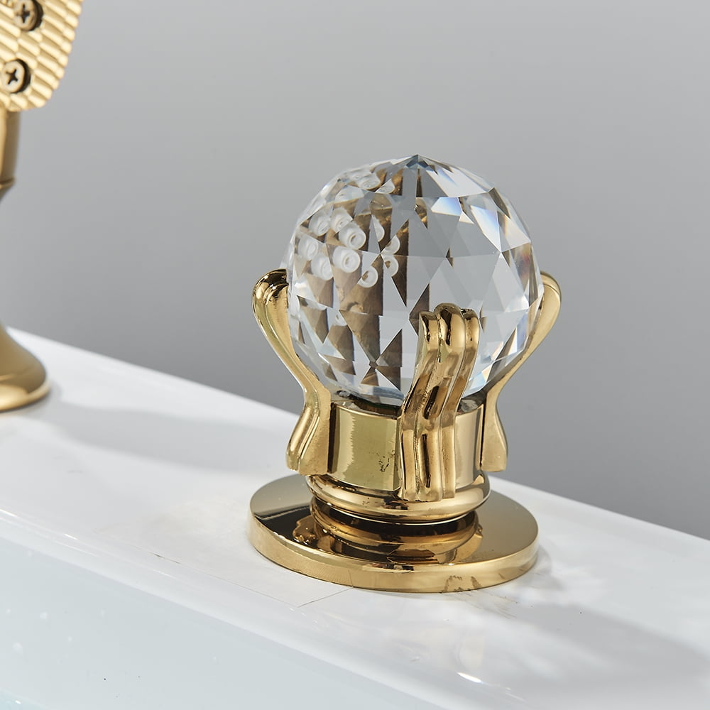 Senlesen Swan Ceramic Gold Widespread Basin Faucet