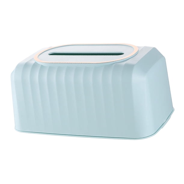Caja de pañuelos a rayas, contenedor para escritorio, tocador de baño, regalo de inauguración de la casa, duradero Azul claro
