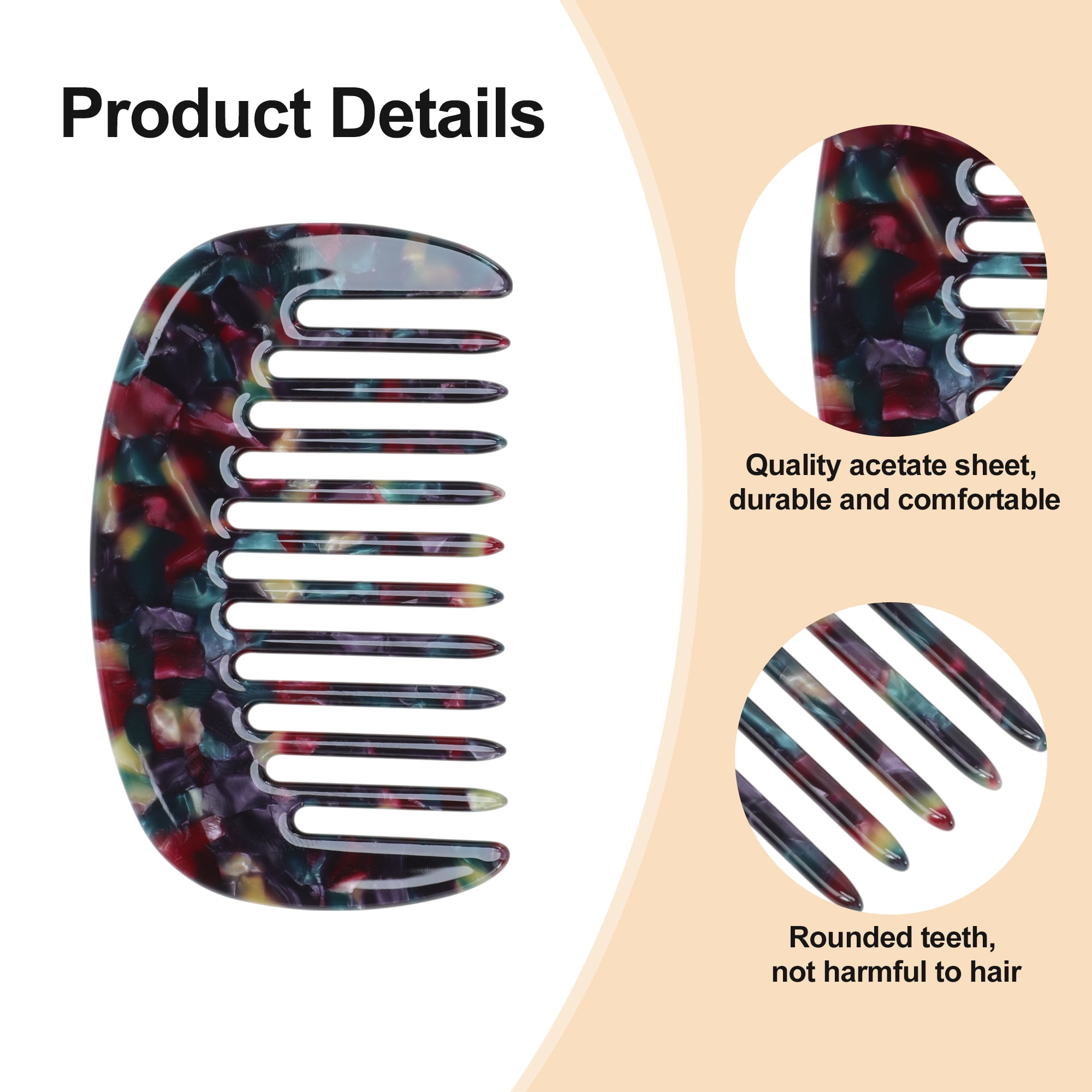 Unique Bargains 1 Pc Mini Wide Tooth Comb for Women Pocket Size Black 3.39"x1.97"