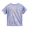 thumbnail image 5 of inhzoy Girls Boys Shiny Metallic Modern Dance Jazz Top Short Sleeve Shirt Dancewear,Sizes 3-16 Royal Blue 11-12, 5 of 5
