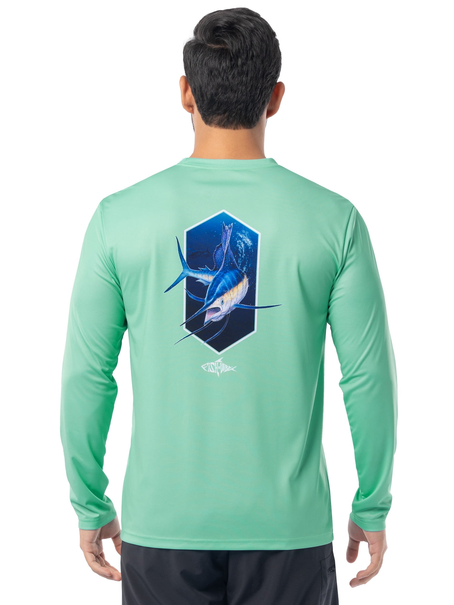 Fish N Vibe Men's Long Sleeve Performance Fishing Graphic Tee, Florida Keys, L