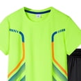 thumbnail image 4 of Xudanell Teen Boy Summer Outfit 3T-14 Summer Sport T-Shirt Shorts Set Print Clothing Sets Tracksuit (Light Green, 5-6 Years), 4 of 5