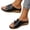 Black, variant on Women's Casual Wedge Flat Sandals with Arch Support 2026 New Comfortable Slip On Double Buckle Strap Open Toe Summer Fashion Beach Walking Shoes Black 10 Wide