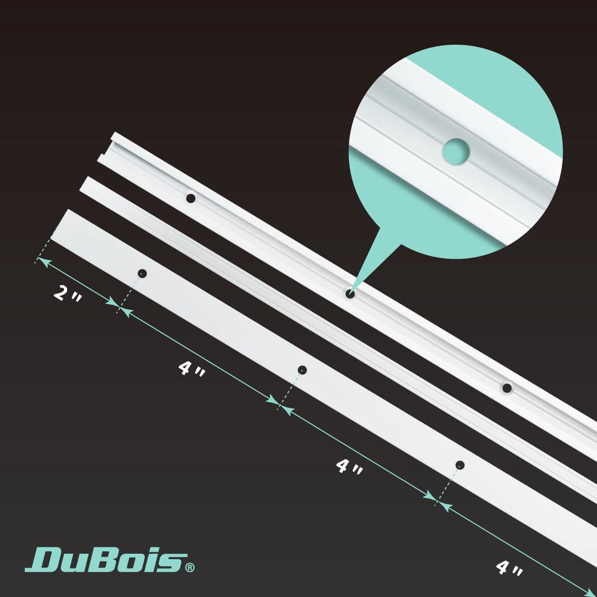 DuBois 4PK 24 Inch Double-Cut Profile Universal T-Track with Predrilled Mounting Holes, Aluminum T Track for Woodworking Jigs and Fixtures, Drill Press Table, Router Table, Workbench (51013)